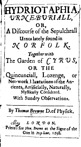The title page of Hydriotaphia