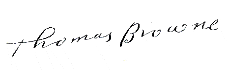 Sir Thomas Browne's signature